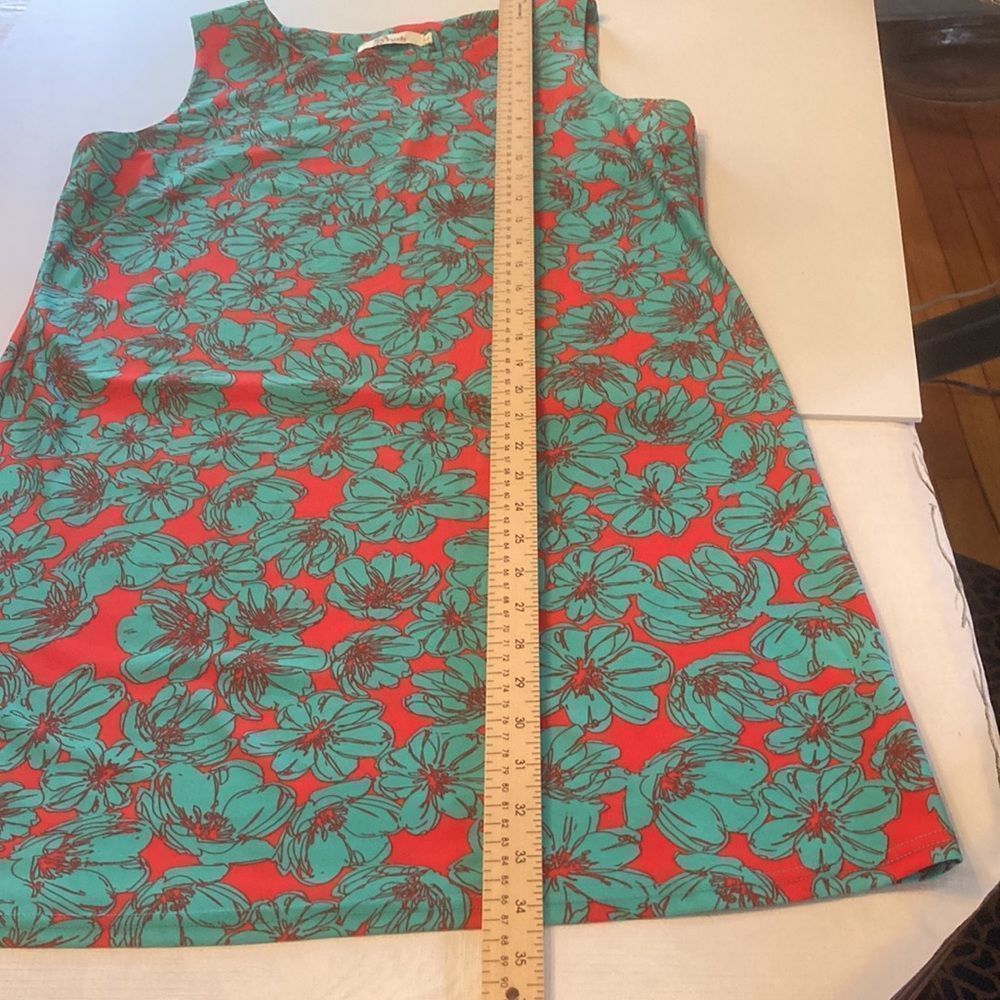 Axueh sheath dress, Floral Turquoise/Coral, wrinkle free Size Large - Picture 12 of 12